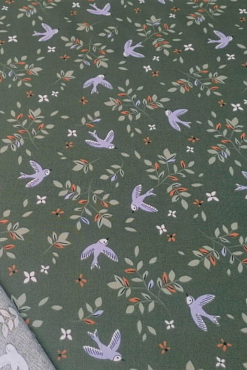 Pamučna tkanina Birds kaki