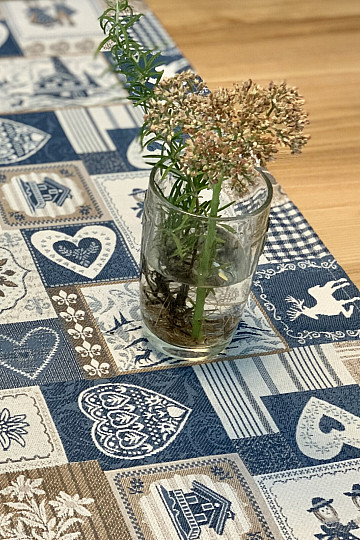 Goblen stolnjak, šal PATCHWORK SRDCE plavi