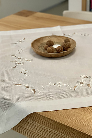 Vezeni stolnjak i šal DAIISES BROWN