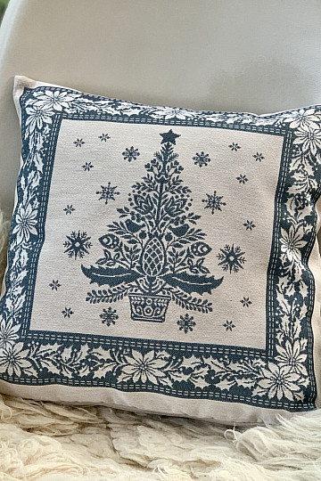 Božićna navlaka za tapiseriju FOLK CHRISTMAS 3 plava