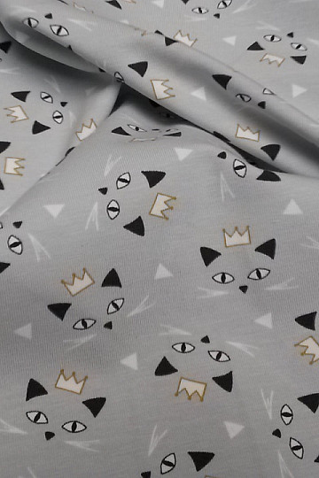 Pamučni pleteni print MAOUCHA CAT sivi