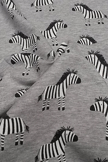 Pamučno pletivo ZEBRA print sivo
