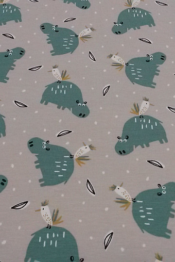 Pamučni pleteni print HIPPO HIPIZ sivi