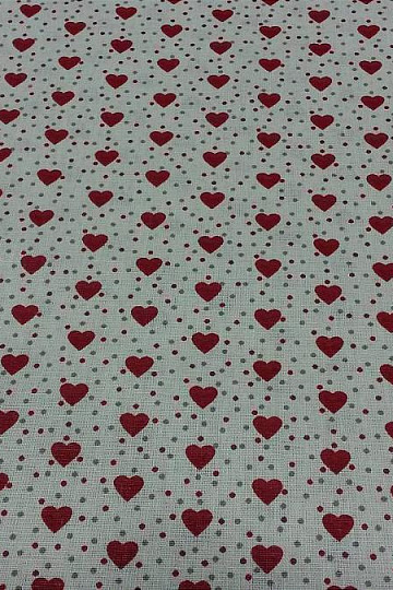 Pamučna tkanina MINI HEART 01 krem, crveno srce