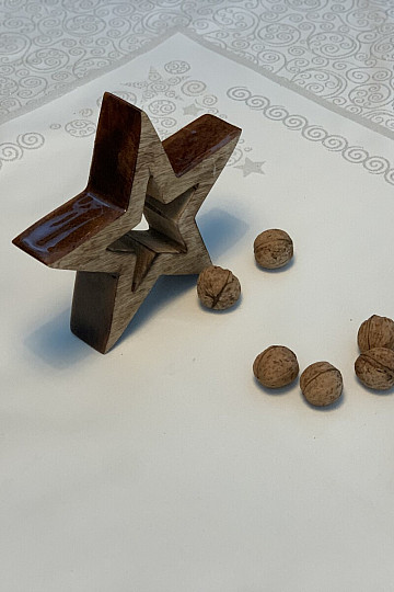Božićni stolnjak ORNAMENT srebrni natur