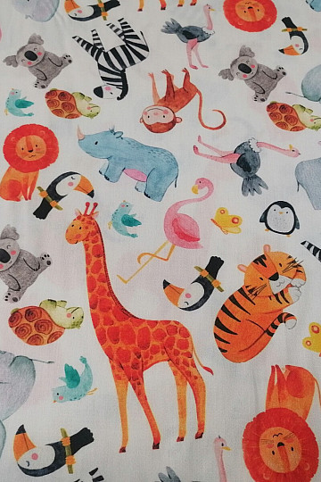 Dječji pamučni saten ZOO digitalni print