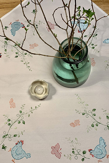 Vezeni stolnjaci i šalovi SLEPIČKY plavi