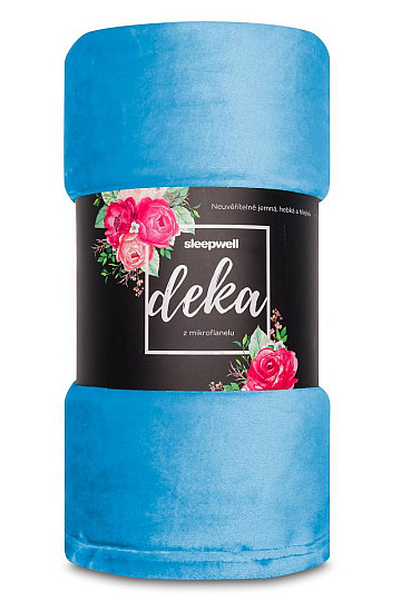 Deka SLEEP WELL mikroflannel kratke dlake - svijetloplava