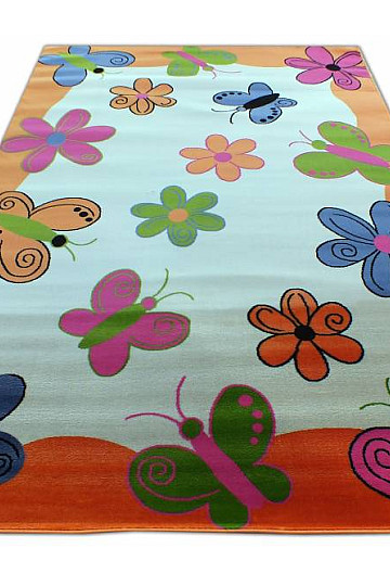 Dječji tepih KIDS BUTTERFLIES and FLOWERS narančasti