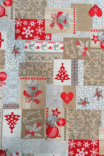 Dekorativna tkanina PATCHWORK Christmas bež