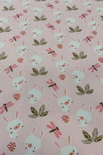 Ružičasta BUNNY pamučna tkanina