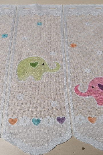 Dječja zavjesa na vitraž - jacquard SLONICI