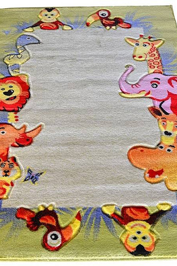 Dječji tepih KIDS SAFARI zeleno-krem