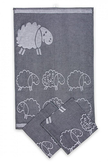 SHEEP kuhinjske krpe tamno sive 3 kom