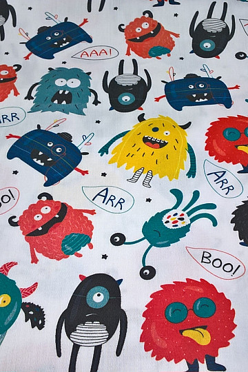 Dječji pamučni saten MONSTERS digital