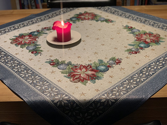 Božićni gobleni stolnjaci i šalovi BOŽIĆNA ZVIJEZDA II plava