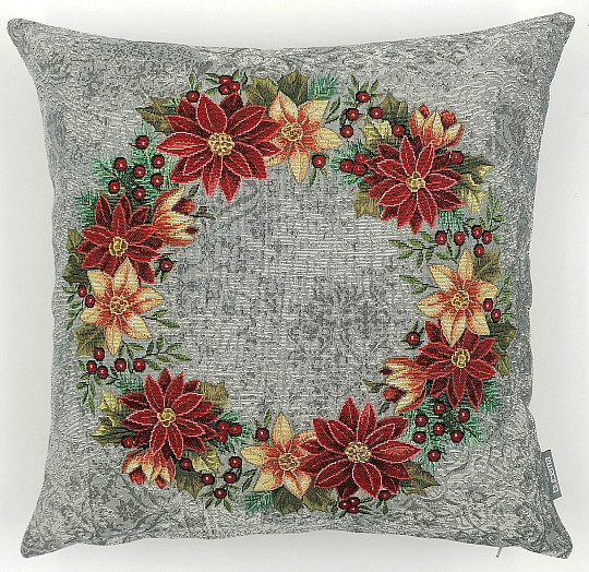Navlaka za božićni goblen CRISTMAS ROSE-GREY HOLY WREATH