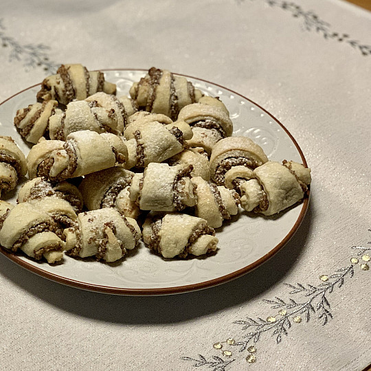 Vezeni božićni stolnjak i šal SREBRNA MELA