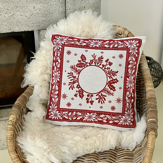 Božićna navlaka za tapiseriju FOLK CHRISTMAS 2 crvena