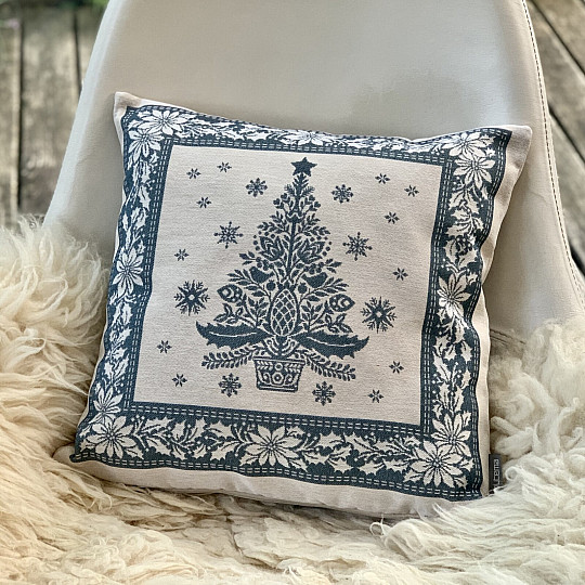 Božićna navlaka za tapiseriju FOLK CHRISTMAS 3 plava
