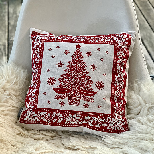 Božićna navlaka za tapiseriju FOLK CHRISTMAS 3 crvena
