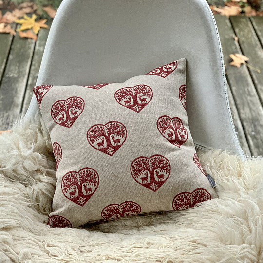 Luksuzni ukrasni pokrov SRCE S JELENIMA crveni B