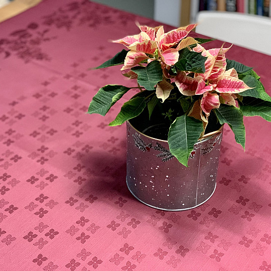 Stolnjak DAMASK cvijeće bordo 120x140