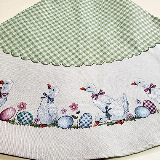 Okrugli tapiserijski stolnjak HUSSIČKY ZELENI KARIRANO