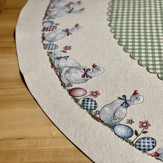 Okrugli tapiserijski stolnjak HUSSIČKY ZELENI KARIRANO