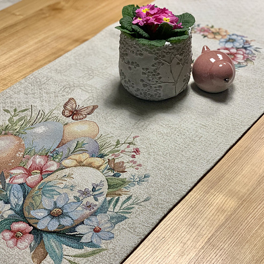 Uskrsni stolnjak i šal JAJA U TRAVI