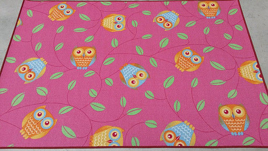 Tepih za djevojčice OWLS - Happy owl pink
