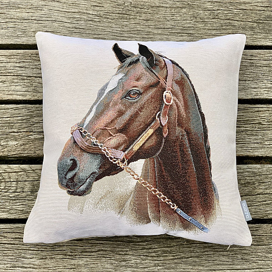 Goblen navlaka za jastuk HORSE BROWN