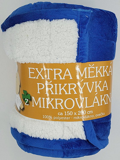 deka od mikrofibre EXTRA SOFT SHEEP stitch plava