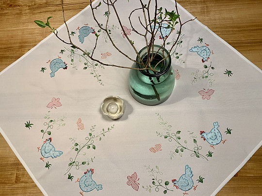 Vezeni stolnjaci i šalovi SLEPIČKY plavi