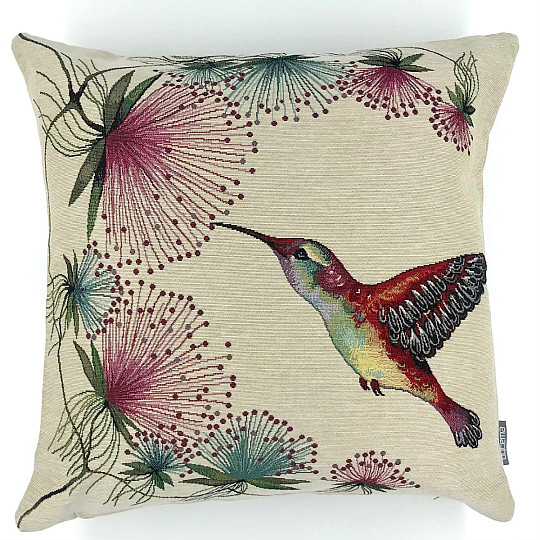 Navlaka za jastuk od goblena HUMMINGBIRD PURPLE FLOWER
