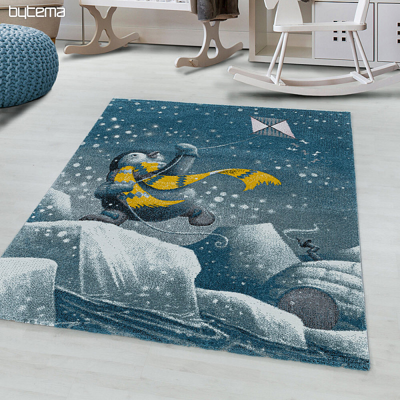 Luksuzni dječji komadni tepih FUNNY BLUE PENGUIN