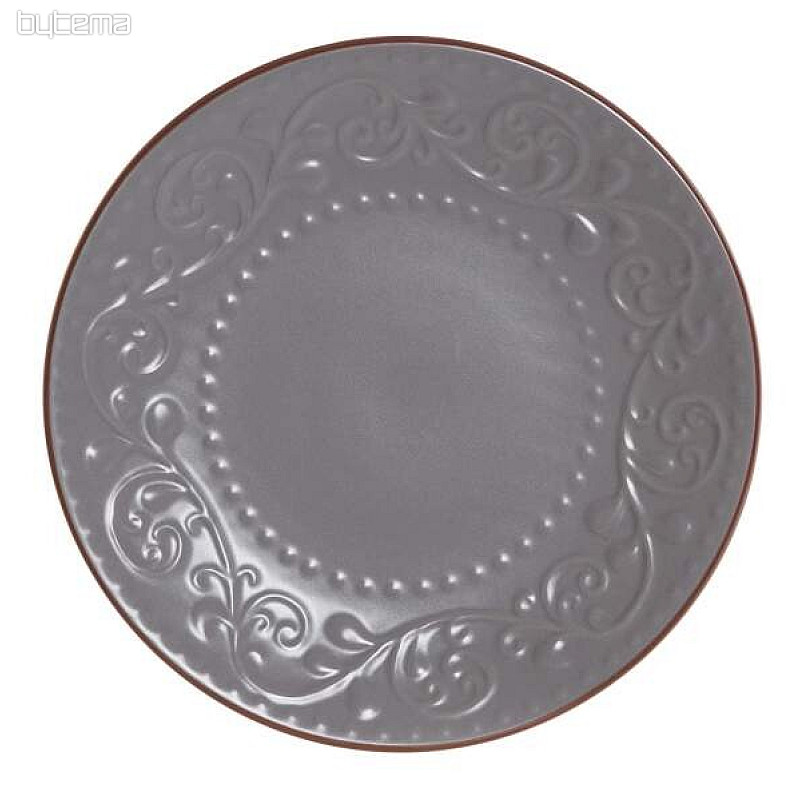 Desertni tanjur SIVI RELJEF 21x2,5cm sivi