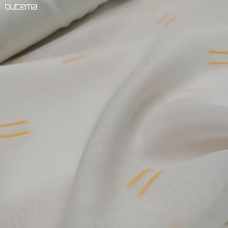 Voile zavjesa svijetlo krem boje sa svijetlonarančastim ušivenim linijama