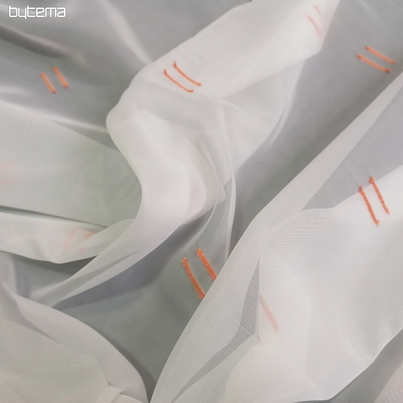Voile zavjesa svijetlo krem boje s linijama prošivenim terakotom