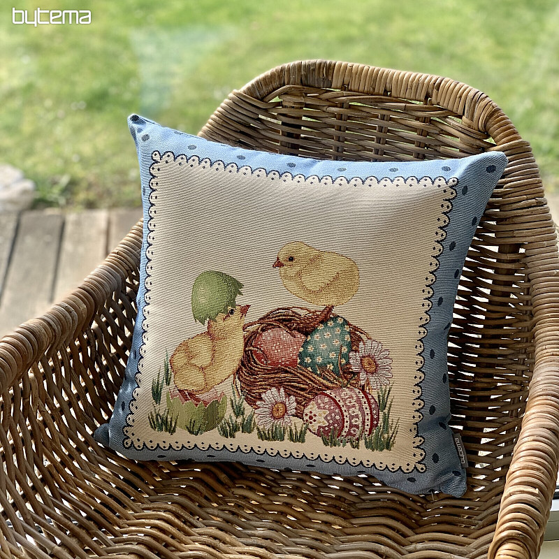 Goblen jastučnica EASTER CHICK plavi okvir
