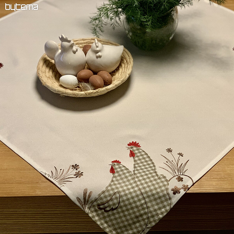 Vezeni stolnjak i šal SLEPIČKA kariran
