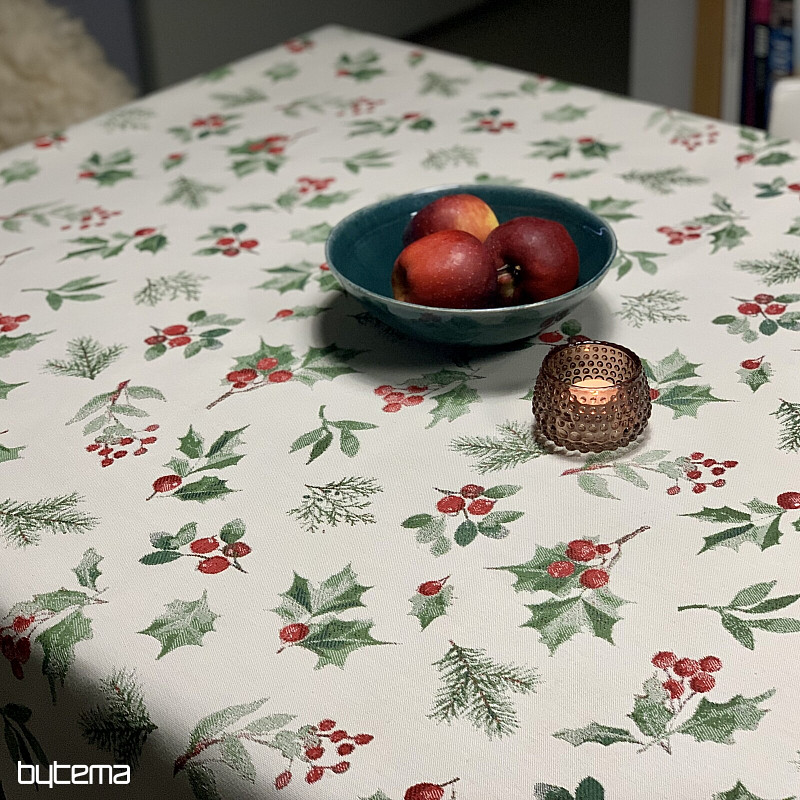 Božićni stolnjak i šal HOLLY GREEN