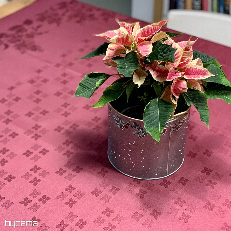 Stolnjak DAMASK cvijeće bordo 120x140