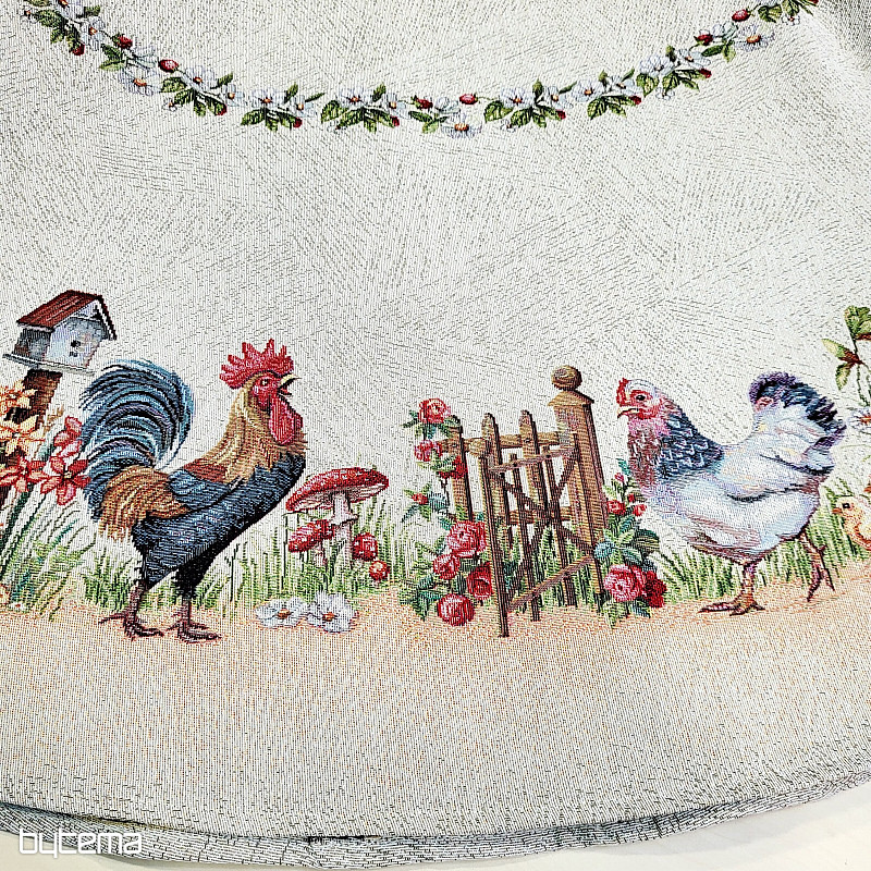 Okrugli tapiserijski stolnjak ROCK BY THE FENCE