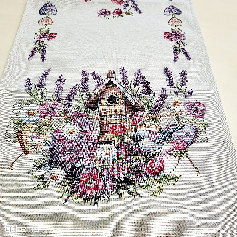 Tapiserijski stolnjak i šal KUĆICA ZA PTICE