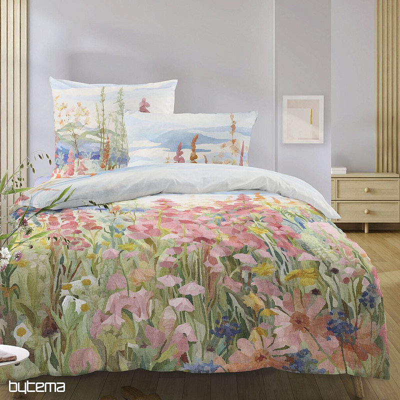 IRISETTE luksuzni pamučni saten BEŽ BIJELI KARIRANO