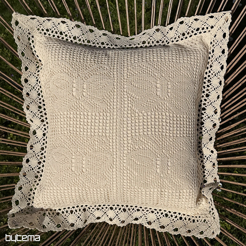 Ukrasna jastučnica ČIPKA LEPTIR bež