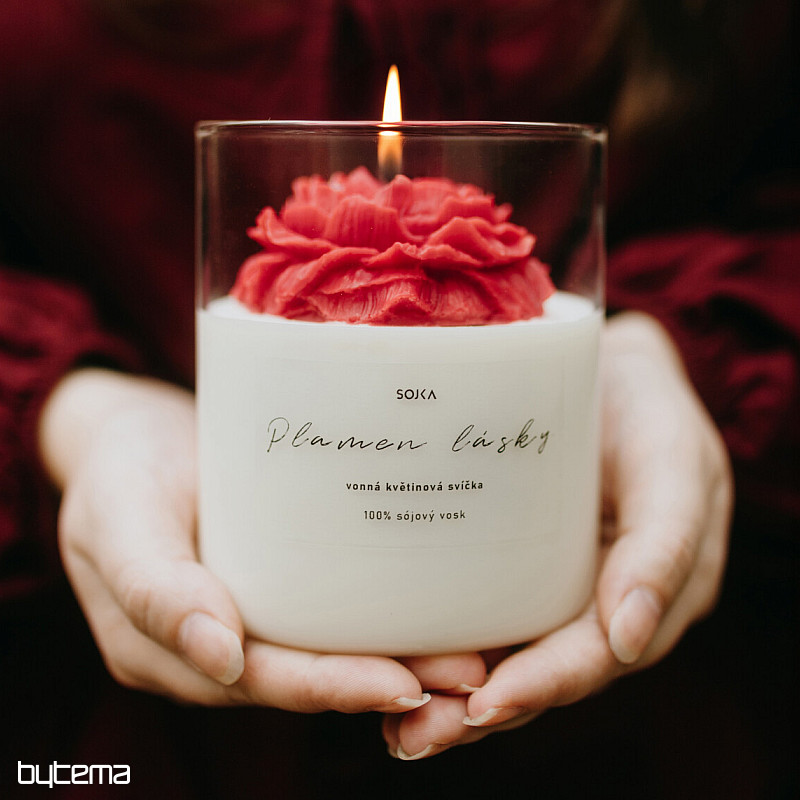 Mirisna cvjetna svijeća FLAME OF LOVE s poklopcem