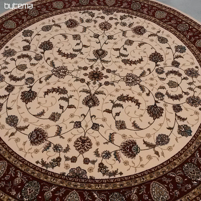 Okrugli vuneni tepih ORIENT krem, bordo obrub