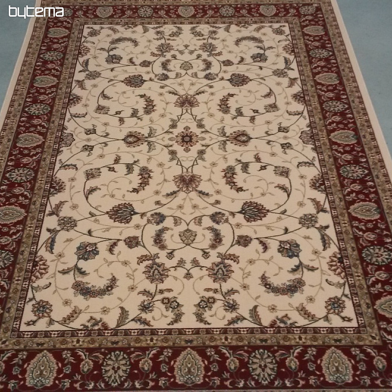 Vuneni klasični tepih ORIENT krem, bordo obrub